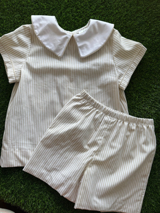 Ethan Tan Striped Short Set (3-6)