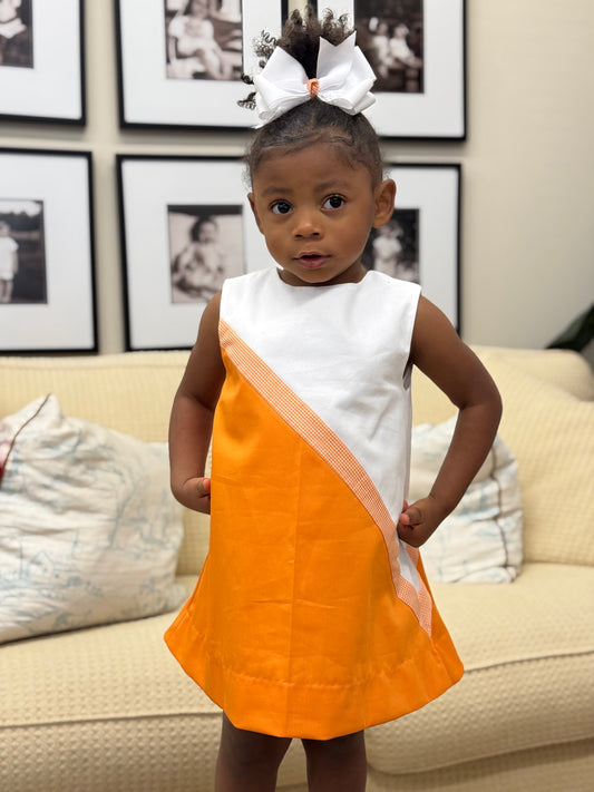 Team Orange/White w/Orange Check Dress (2-6)