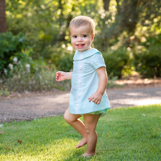 Walker Seafoam w/White Trim Diaper Set (12M-18M)