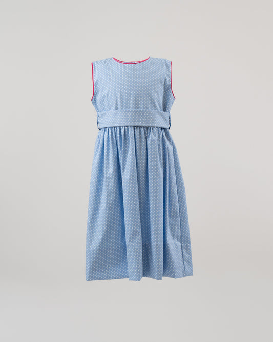 Jessica Blue Dot Dress with Belt (5-6-8)