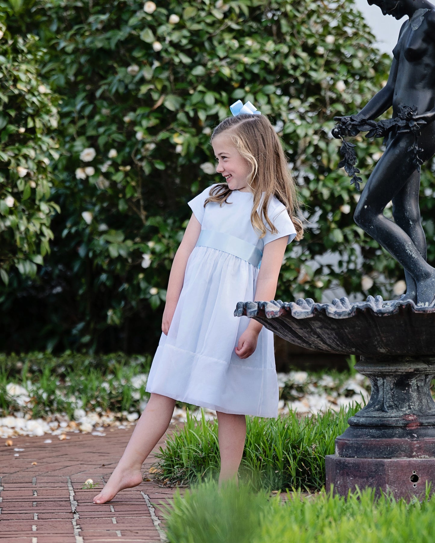 HL Organza Dress in Blue w/Short Sleeves (5-6-8)