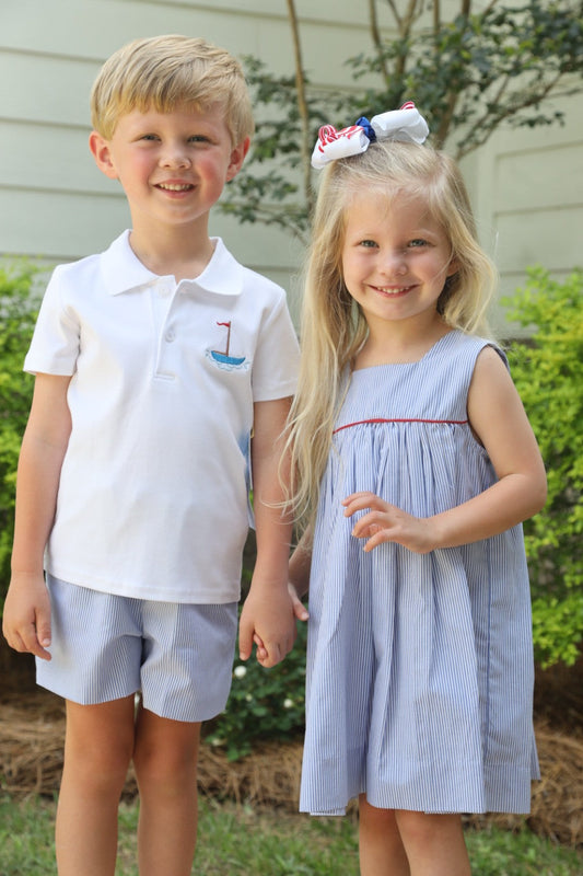 Parker Blue Stripe Shorts Set (2-6)