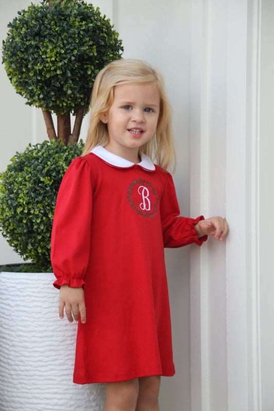 Girls Red Christmas LS Dress (2-5)