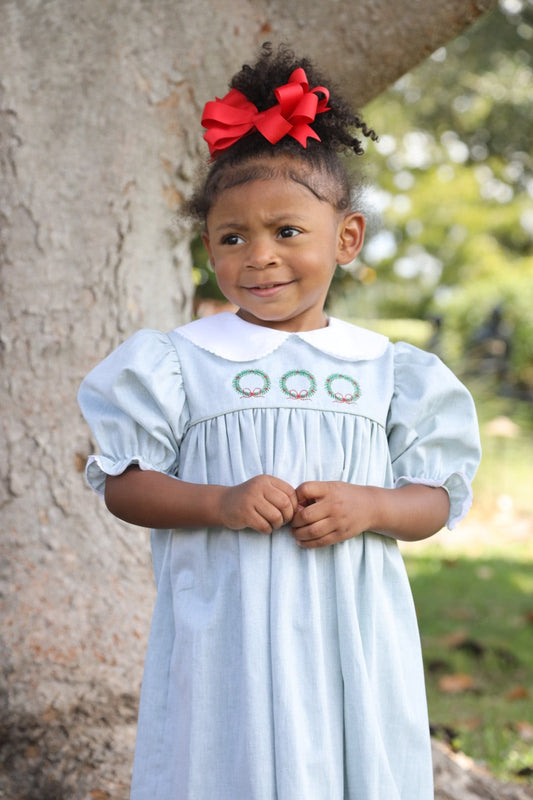 Rebecca Green Chambray Dress w/Christmas App (2-5)