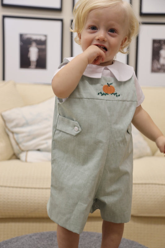 William Green Chambray Jon Jon w/Pumpkin(12M,18M)
